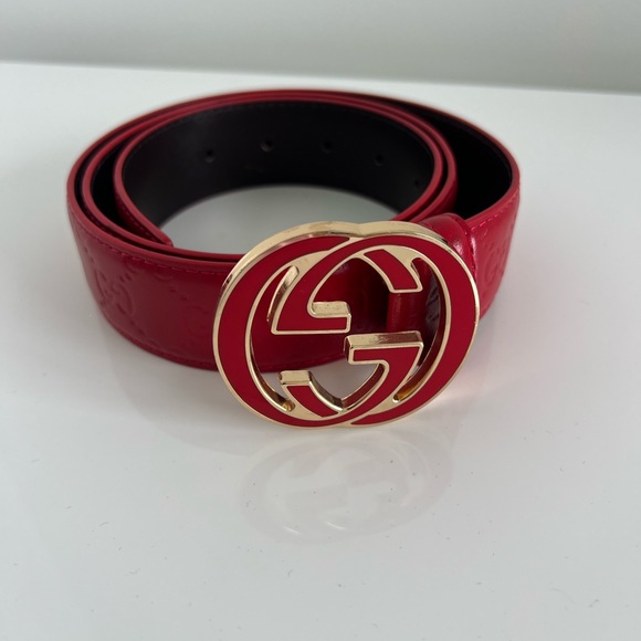 Gucci Burgundy Leather Belt - Picture 1 of 5